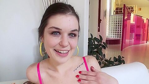 Young Brunette Whore Swallows Hard Pole And Licks Balls
