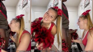 CHEERLEADER AMYYYY007 SUPER SLOPPY BLOWJOB WITH THROATPIE