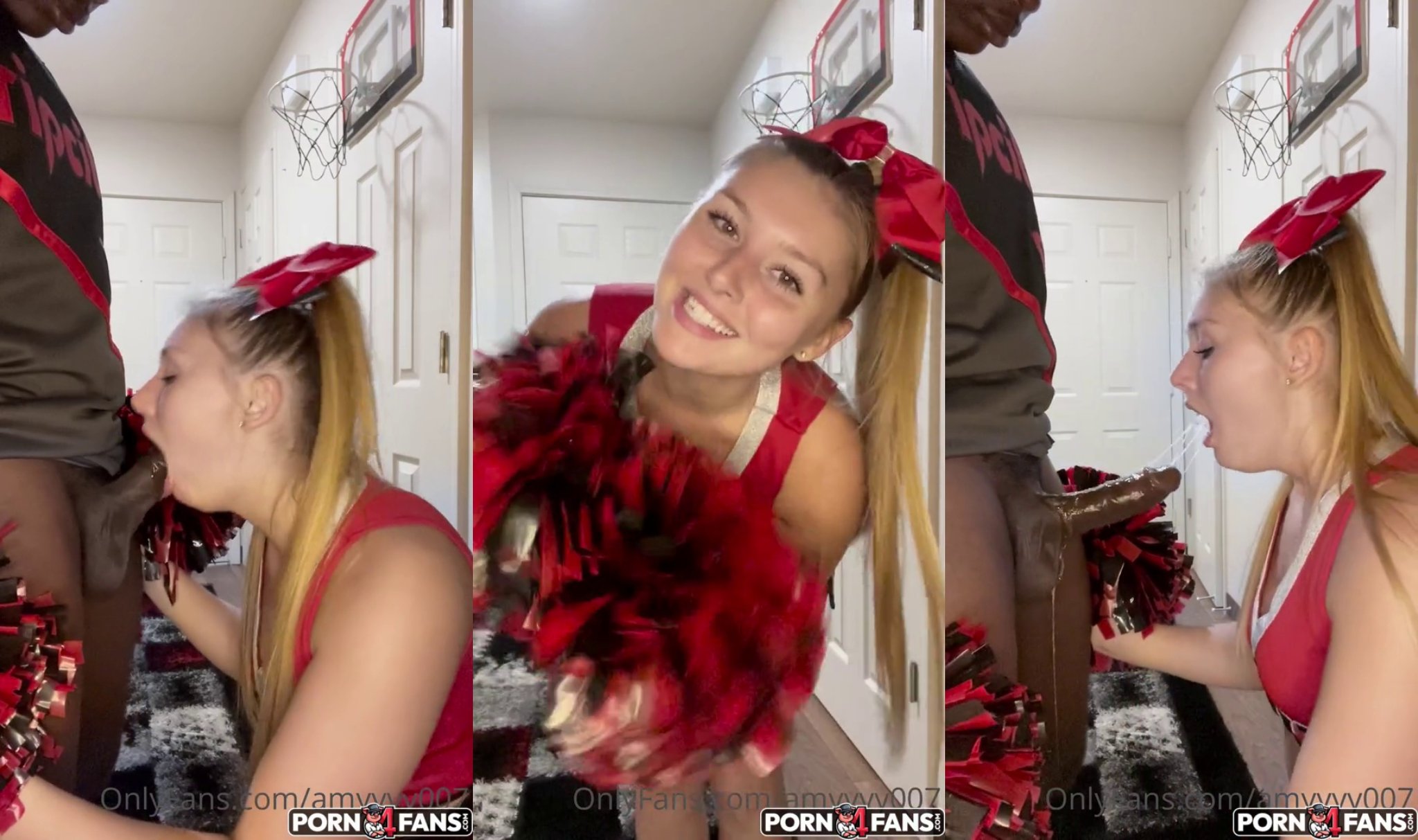 CHEERLEADER AMYYYY007 SUPER SLOPPY BLOWJOB WITH THROATPIE