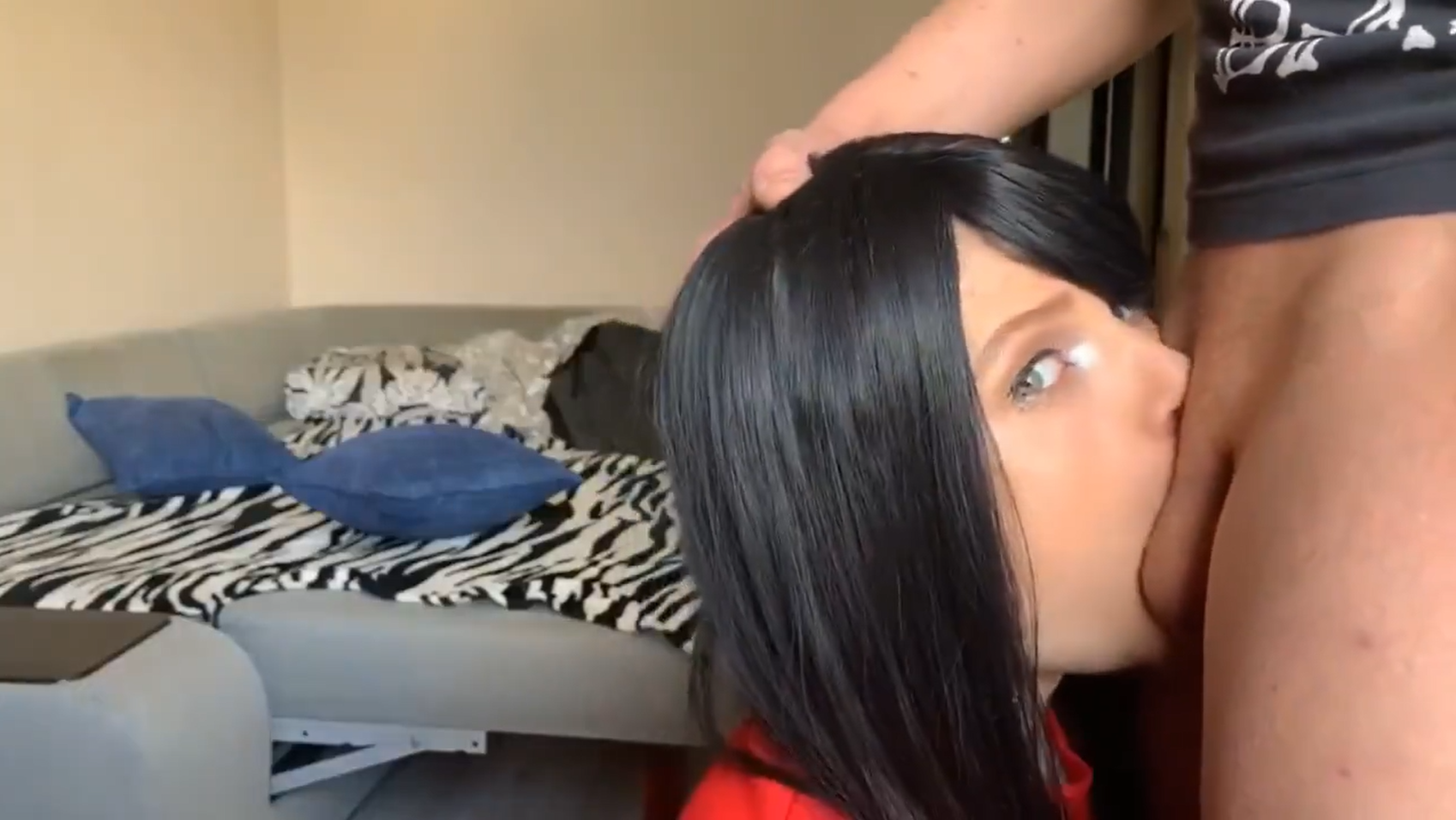 she throats your dick and swallows your nut deep